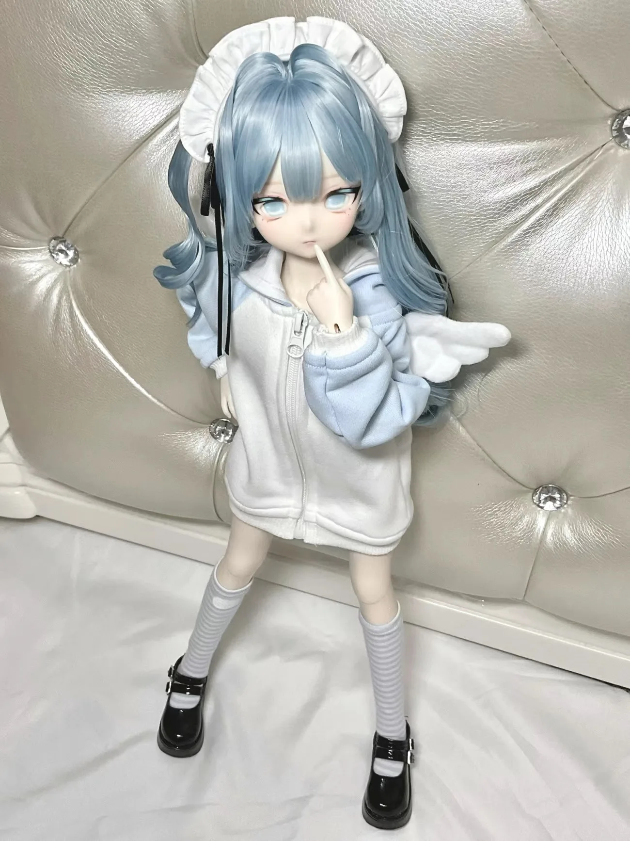 Nuevo traje de ropa para muñeca 1/4 1/6 para muñeca Bjd de 45/30cm, chaqueta de Ángel con calcetines a rayas, juguetes para niñas, accesorios para muñecas de moda