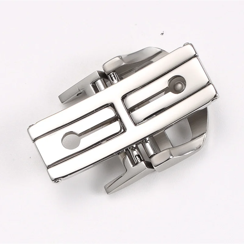 HAODEE 18mm solid Stainless Steel Butterfly Buckle For IWC IW323101 Big Pilot Watchband Strap Silver Clasp folding buckle