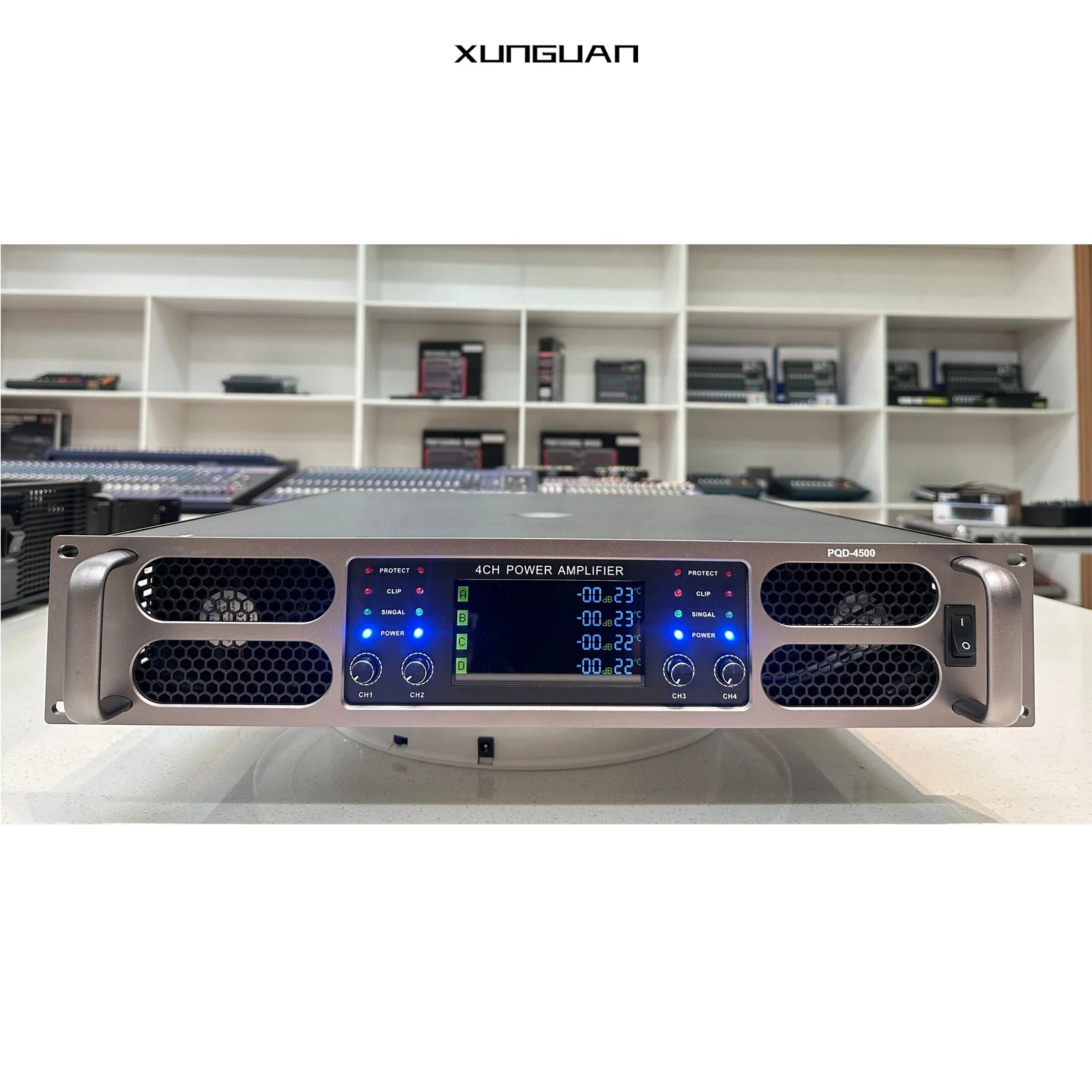 

PQD-4 Display Screen 4CH Pro Stage Music Amplifier 2U 300Watt 500Watt 700Watt 900Watt Professional Power Amp KTV