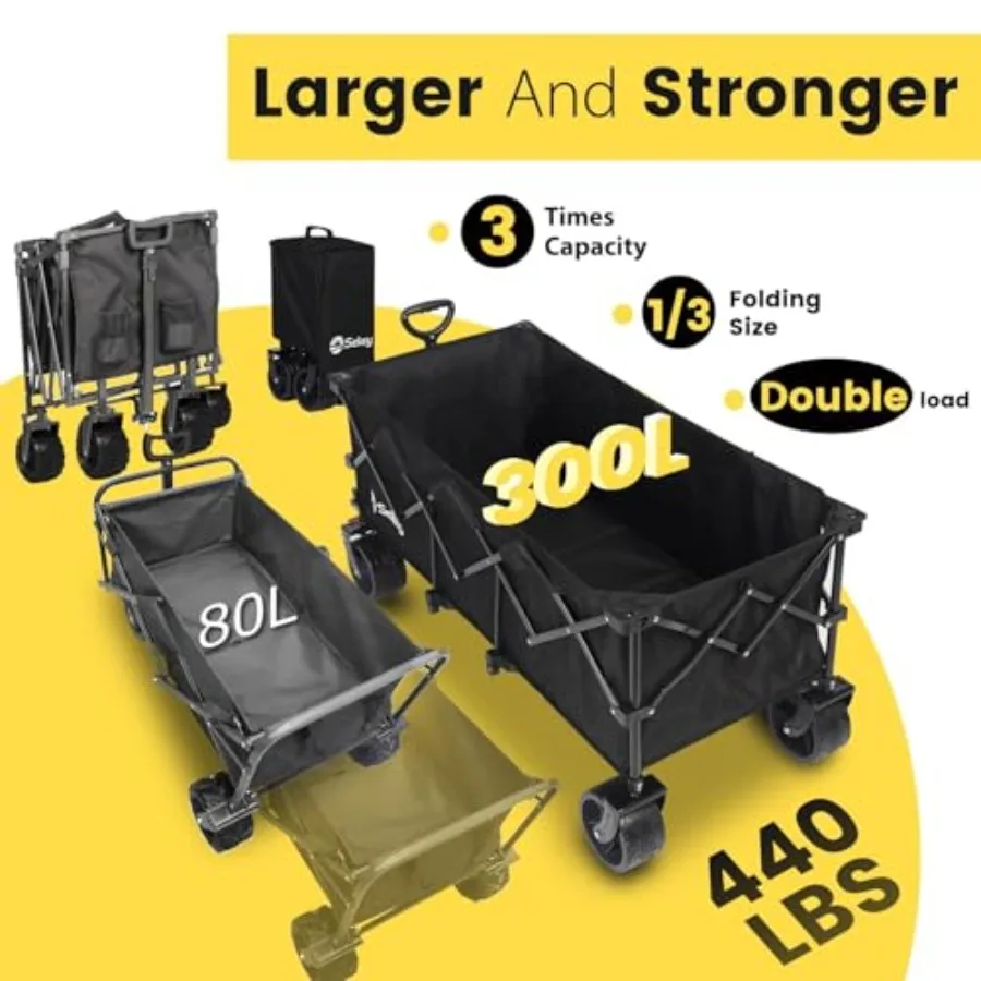 300L Extended Collapsible Wagon, 660 lb Capacity, 48 in Long