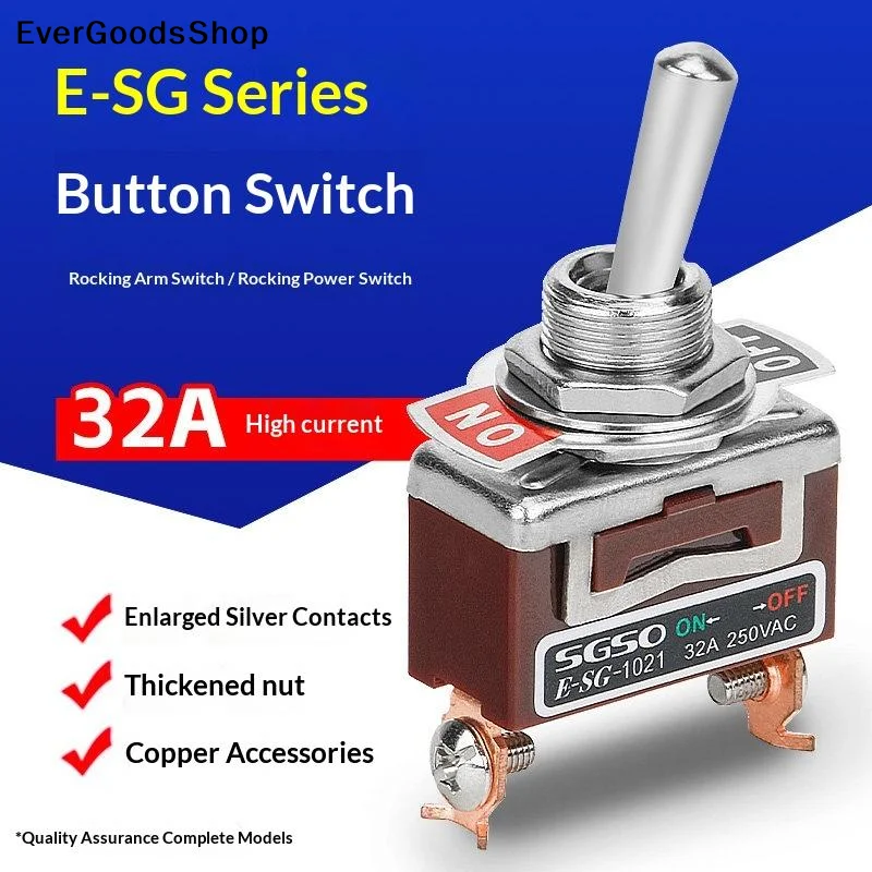 

✦ 1Pcs Self-Locking E-SG Power Switch 2/3/4/6Pin E-SG Toggle Switch 32A 250VAC Rocker Switch With Brass Screw Foot Pin