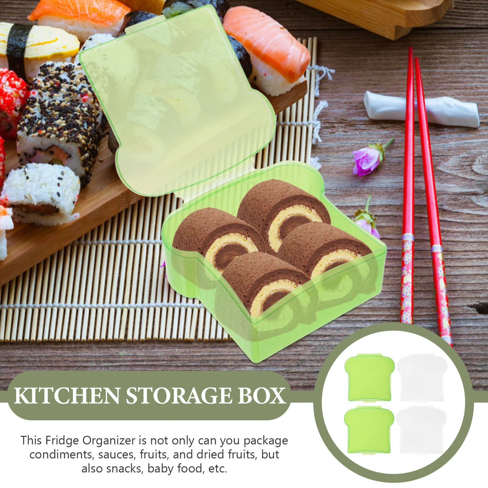 

4pcs Portable Lunch Box Bread Containers PP Material Safe Fridge Organizer Sandwich Boxes Picnic Camping Food Storage