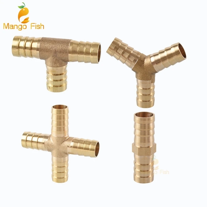 Brass Barb Pipe Fitting Straight Elbow T Y Shape 2 3 Way Connector Adapter for 4mm to 19mm 8/10/14/16mm Hose Reduce Copper Tube