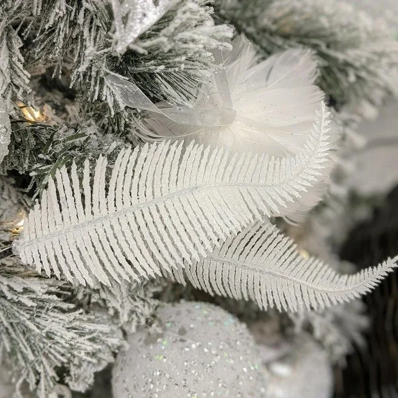 1/3Pcs Simulation Glitter Leaves Christmas Tree Ornament Artificial Fake  Festival Decoration Gold Silver