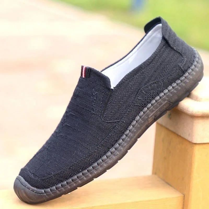 Spring Men's Beef Tendon Soles Cloth Driving Shoes Breathable Middle-aged Sports Shoes Comfortable Light Casual Running Sneakers