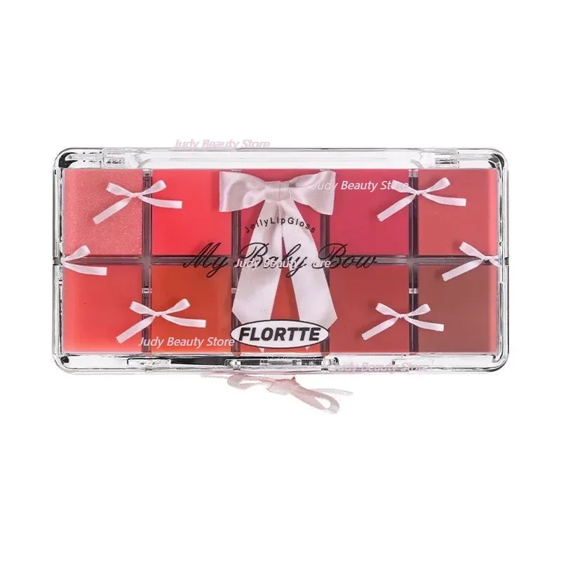 

FLORTTE Jelly Lip Gloss Ten Color Toned Lip Frozen Plate Red Lip Glaze Palette