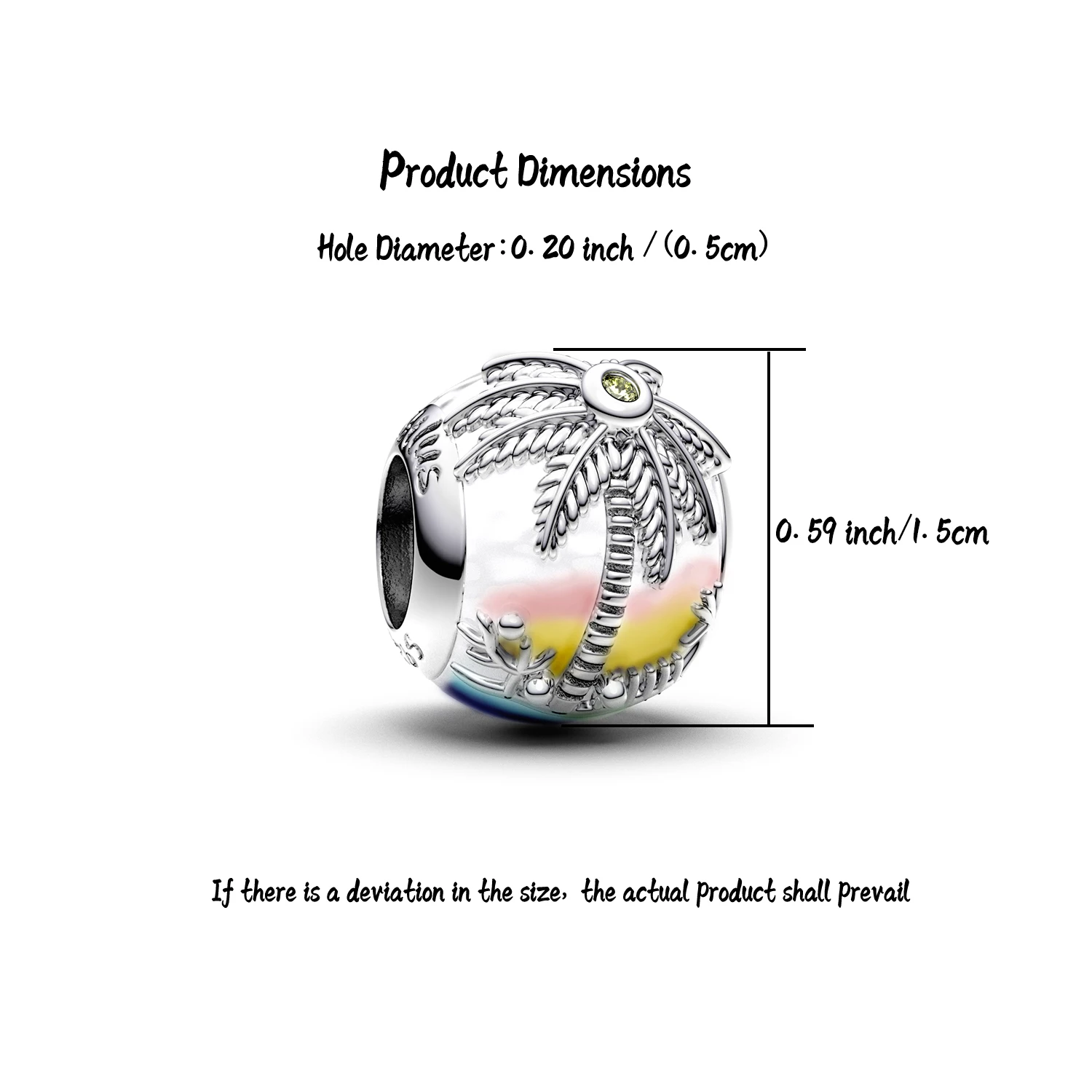 Manyilus S925 Silver Coconut Tree Beach Charm for Original Bracelet, Tropical Island Jewelry Pendant DIY, Summer Vacation Gift view 5