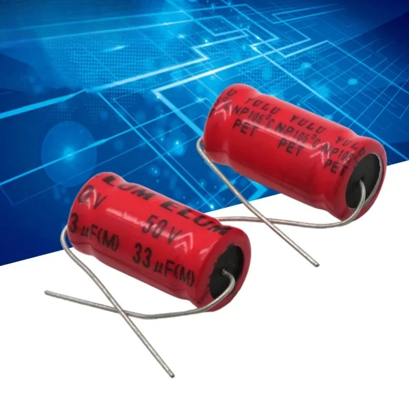10PCS audio frequency division 33uf 50v horizontal axial NP non-polar electrolytic capacitor 50v 33uf 10X20m