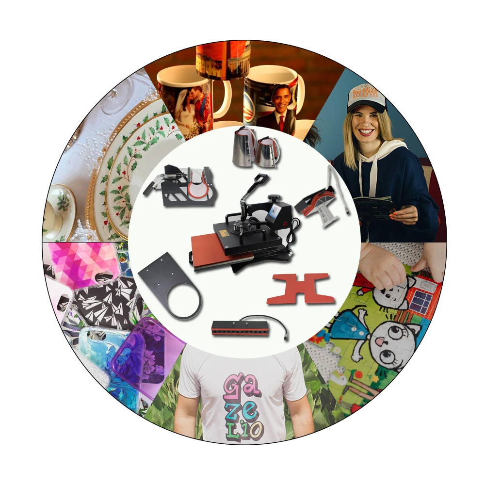 Easysub متعددة الوظائف آلة نقل الصحافة الحرارة التسامي كومبو الأحذية غطاء القلم القدح تي شيرت 10 في 1 آلة الصحافة الحرارة