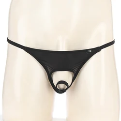 Open Front Hole Thongs Exposed Peni G-string Low Waist Underwear Ice Silk Open Back Underpants Elastic Male Panties