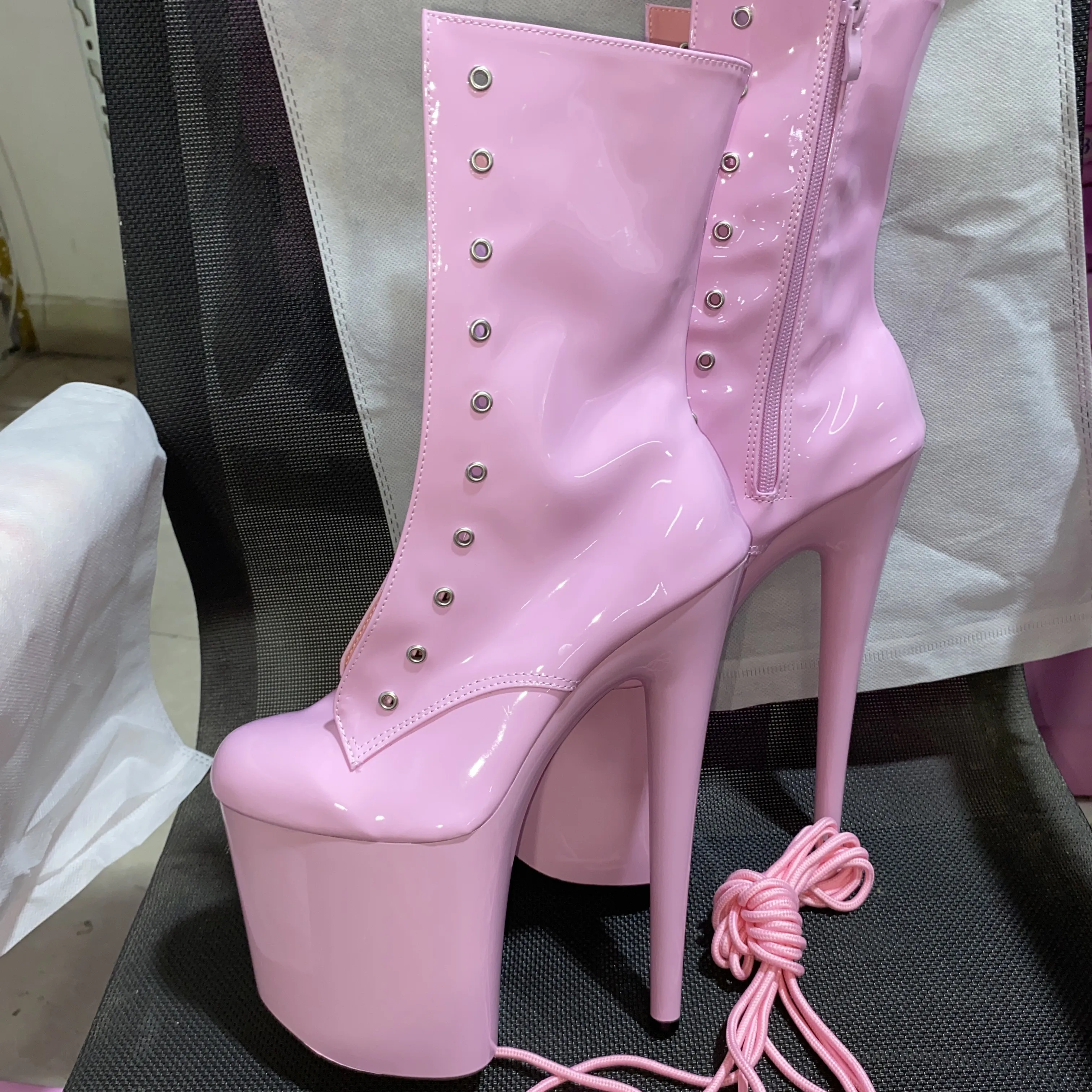 

Fashionable sexy knight boots, high heel suits the banquet, new - style pink 20-23 cm pole dance banquet performance short boots