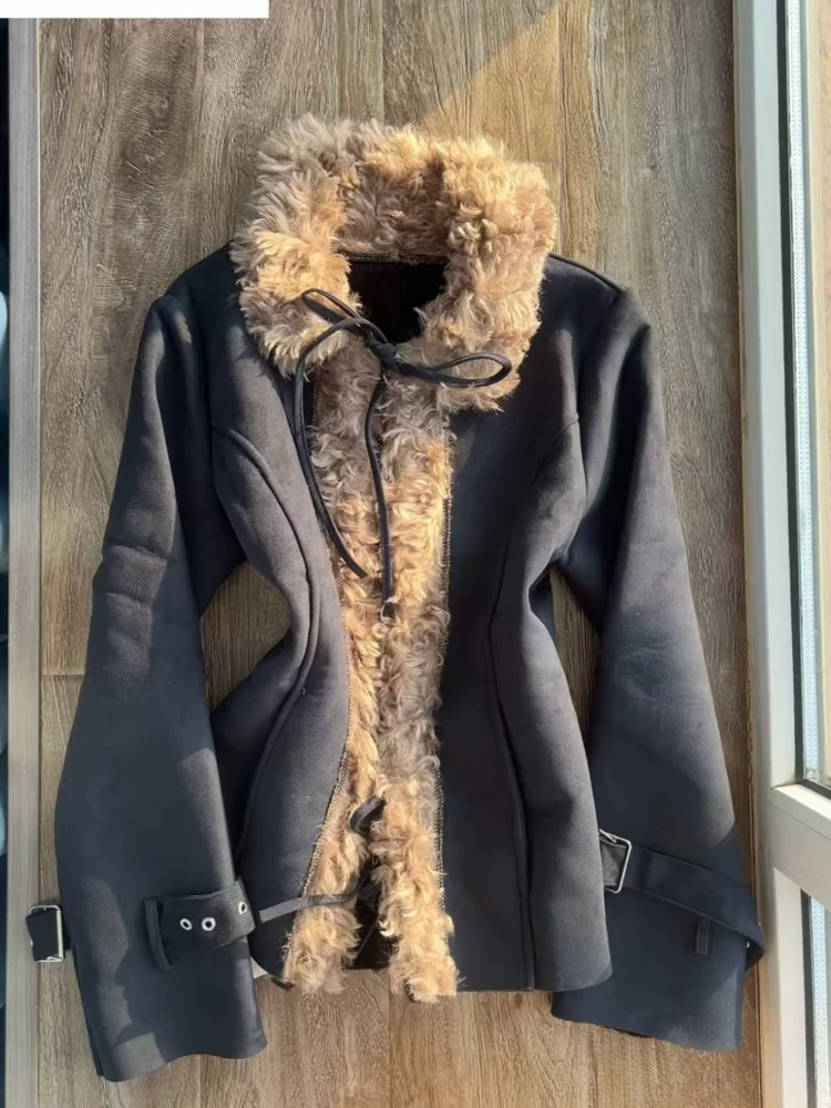 

Винтажное модное повседневное пальто с длинными рукавами, женское пальто Хепберн High Street, тонкая эстетичная куртка, теплые осенние двусторонние пальто