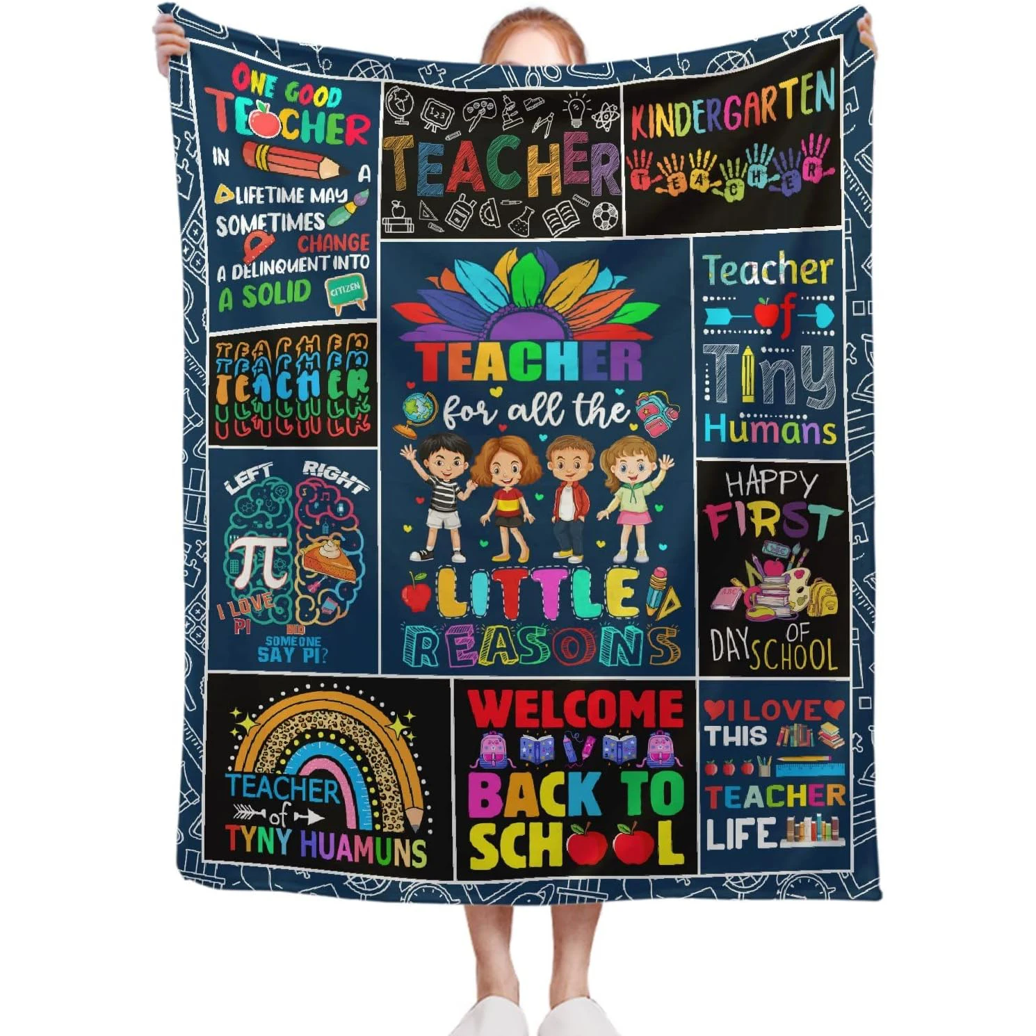 Back to School Teachers' Day Gift Blanket, Gifts for Teachers  Throw Lightweight Super Soft Cozy Educational Blankets for Couch