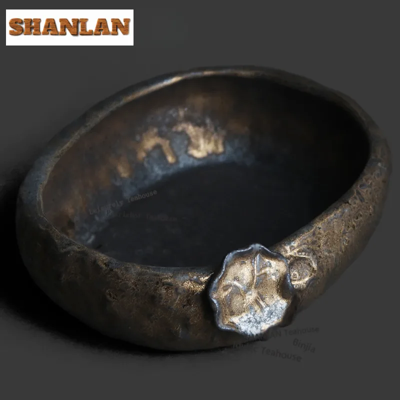 

Чайная чаша-пиала Jianshui из фарфора фамбе, 1000 мл, черная с позолотой и узором лотоса, для сбора чайной заварки, оборудование для чаепития, изделия ручной работы