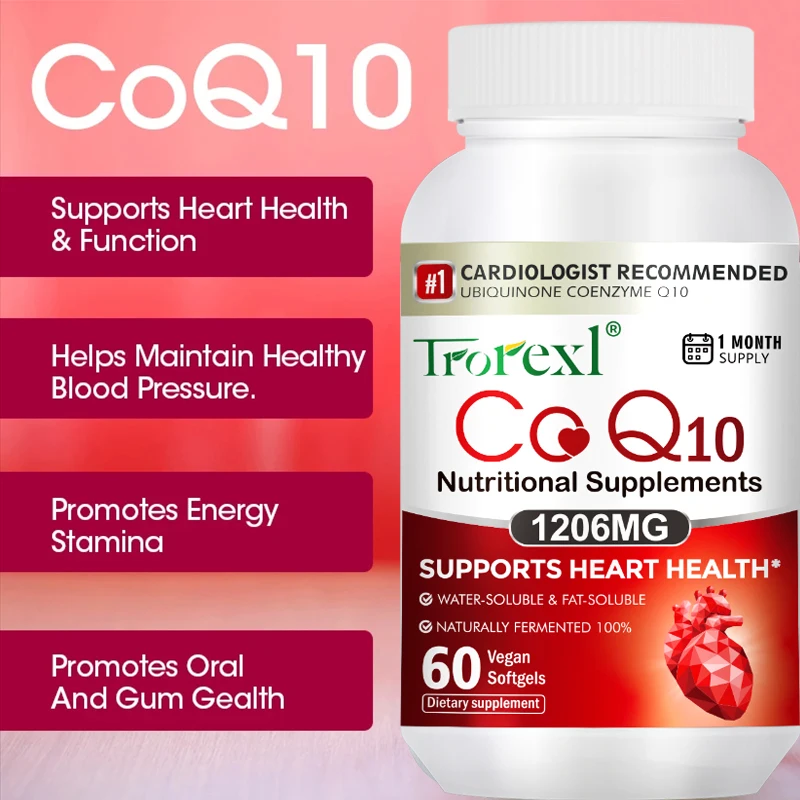 Trorexl Coq10 1200 Mg Softgels,3X Absorption, Antioxidant, Heart Health and Energy, Coq10 Vitamins & Supplements