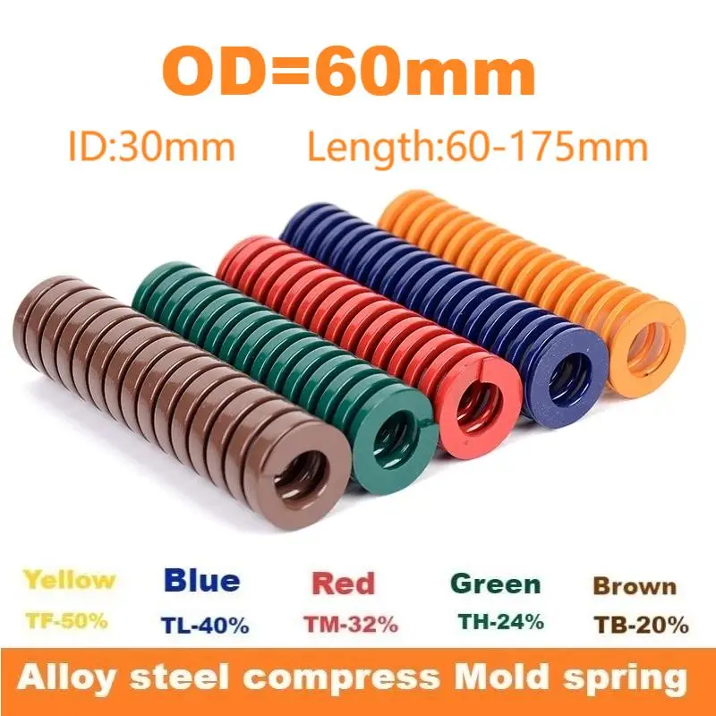 

Alloy steel compress Mold spring Outer Diameter 60mm Inner Diameter 30mm Shock absorption, high elasticity
