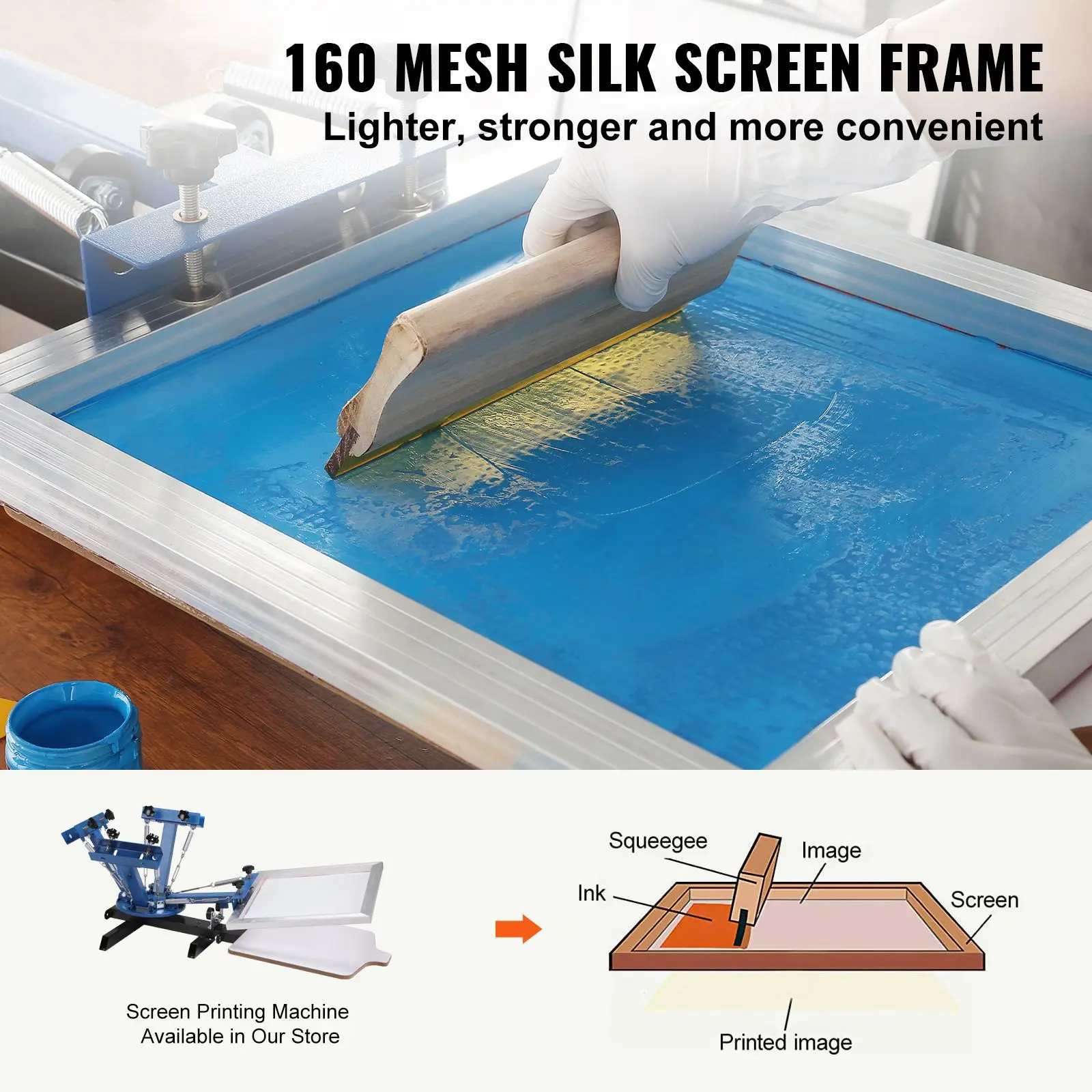 Screen Printing Kit, 6 Pieces Aluminum Silk Screen Printing Frames, 20x24inch Silk Screen Printing Frame with 160 Count Mesh, High Tension Nylon Mesh and Sealing Tape for T-shirts DIY Printing