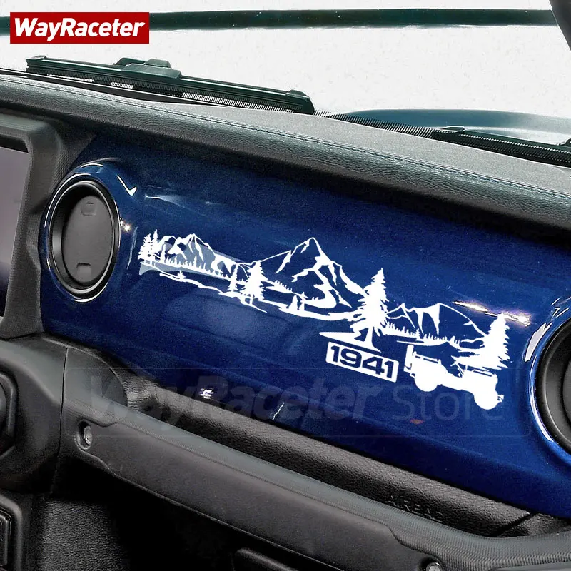 Reflective Car Sticker Interior Dashborad Graphics 1941 Mountain Vinyl Decal For Jeep Wrangler JL 2018-On Gladiator JT 2022 2023