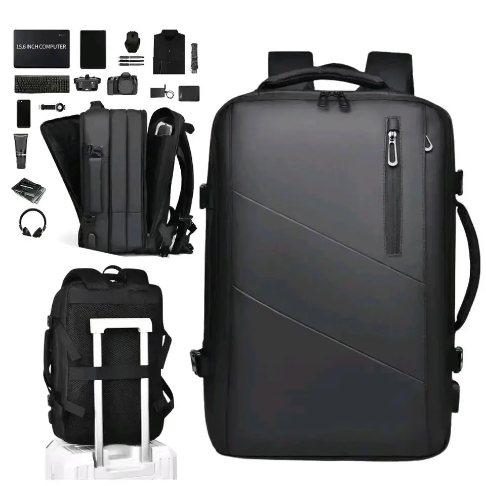 Cross border travel backpack for men, simple, large capacity, high-end feel, business computer bag, expandable backpack