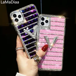 럭셔리 라인석 블링 전화 케이스, 샤이니 다이아몬드 소프트 커버, Samsung S24, S20, S21, S22 Ultra, S23 PLUS, Note 20 용