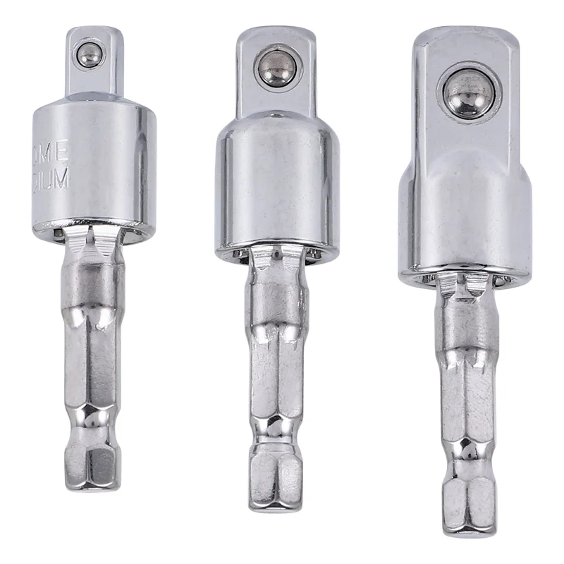 Most-3 Pack Impact Grade Socket Adapter 360-Degree Universal Joint Swivel Socket Set, Socket To Drill Adapter