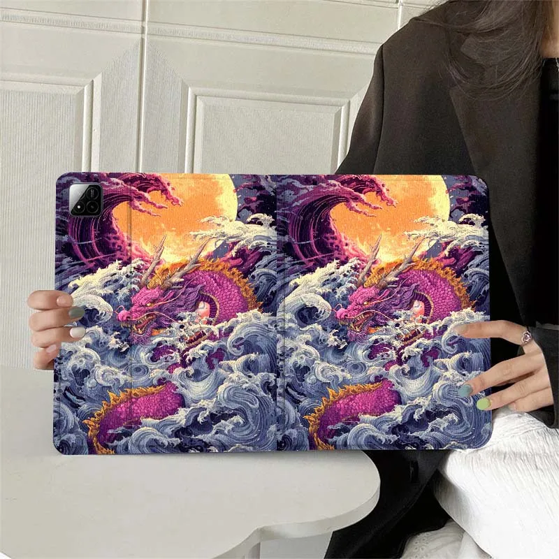 Ancient style anime dragon Tablet Case For Xiaomi Redmi Mi Pad 4 5 6 7 8 K SE Mini Pro Plus Max 10.1 11.2  inch
