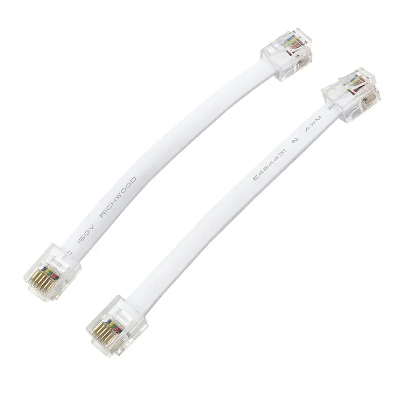 

5PCS white 6-core flat telephone line, with 6P6C crystal head finished 6-core RJ12 extension wire, general purpose