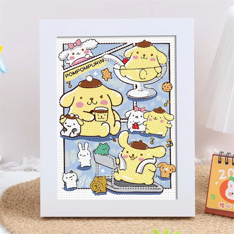 Sanrio Hello Kitty Handmade Diy Framed Diamond Painting Kitty Full Diamond Children Crystal Bright Diamond Artwork Best Gift