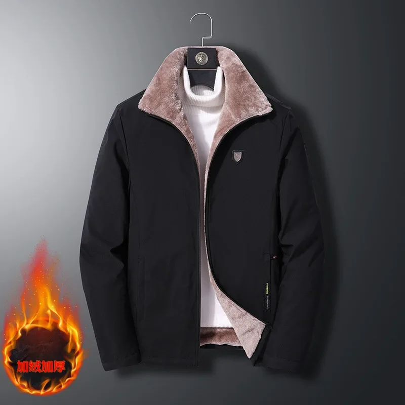 

Autumn Winter Fleece Jackets For Men Fashion Casual Windbreaker Thick Coat Male Thermal Parkas Big Size Outerwear Man Clothes