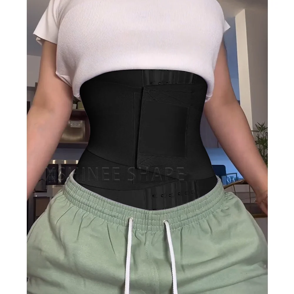 Faja Colombians Double Compression Waist Trainer Belt Shaper Tummy Control Corset Flat Belly with Adjustable Hooks Shapewear