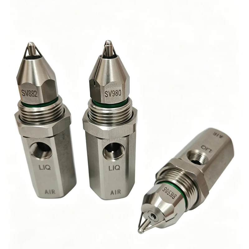 Dry Fog Super Fine Mist Air Atomizing Nozzle30° 60° 80° Ultrasonic Air Atomizer Spray Nozzle Dust Removal SS304 Stainless Steel