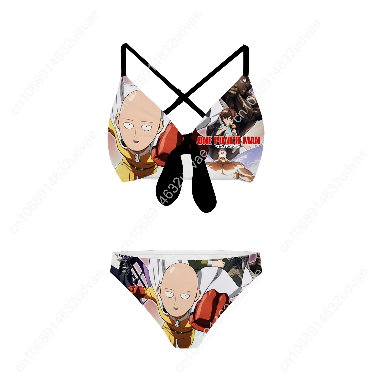 One Punch Man ชุดว่ายน้ําสายคล้องคอ Suspenders ชุดว่ายน้ําสตรีบิกินี่ Pool Party ชุดว่ายน้ําที่กําหนดเอง Beachwear