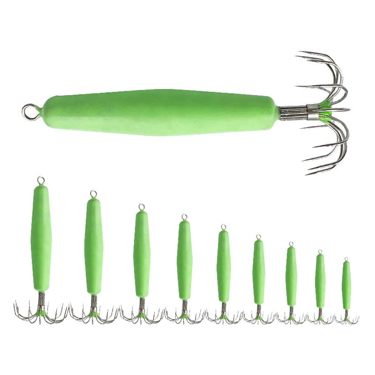 1Pcs Luminous Cuttlefish Squid Jig Hook 12g-96g 12 Needles Octopus Glow Jigs Artificial Bait Hard Turlutte Lure Shrimp Bait