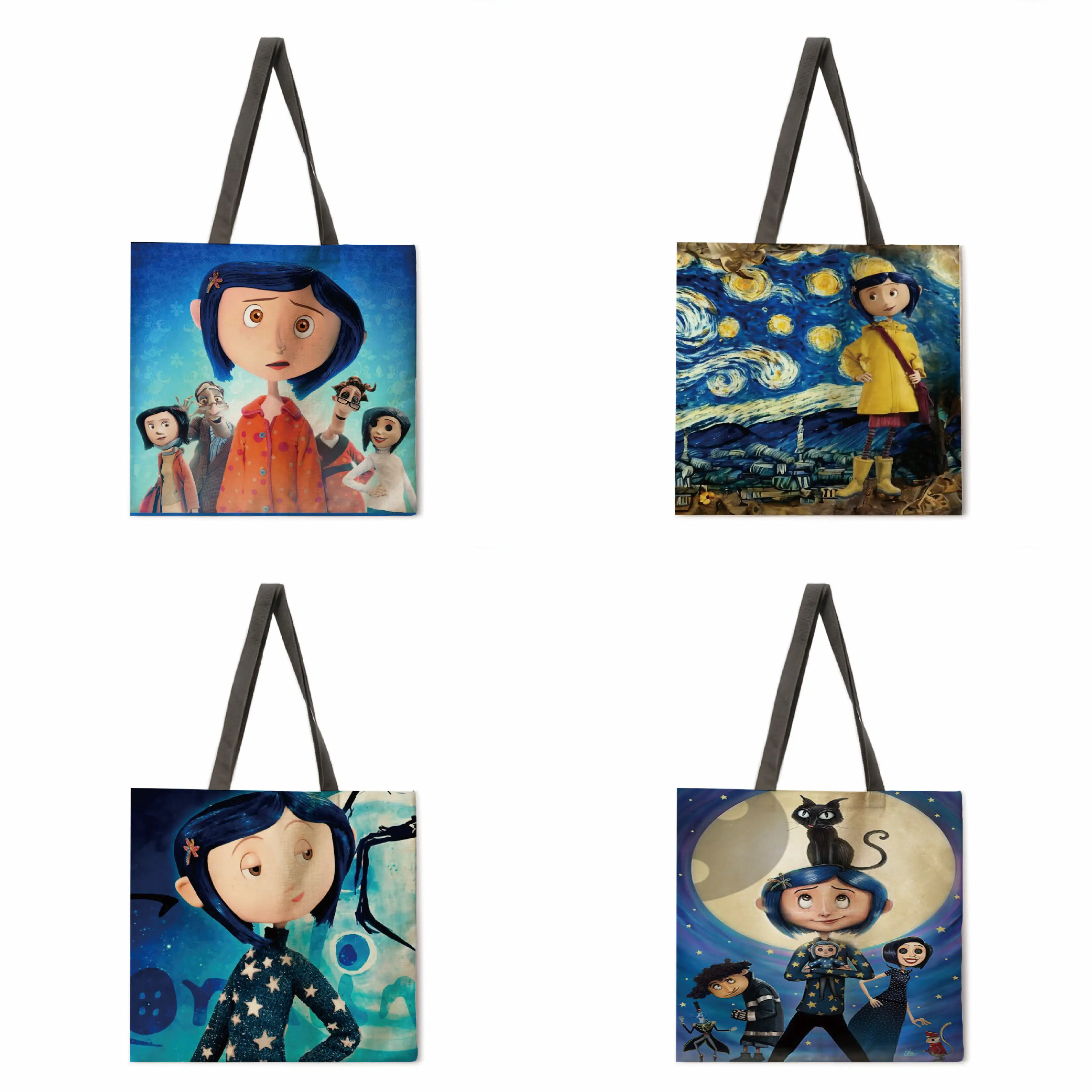 

Cartoon Girl Linen Bag Handbag Lightweight Shoulder Bag Large Capacity Eco-friendly Shopping Bag Tote Bag