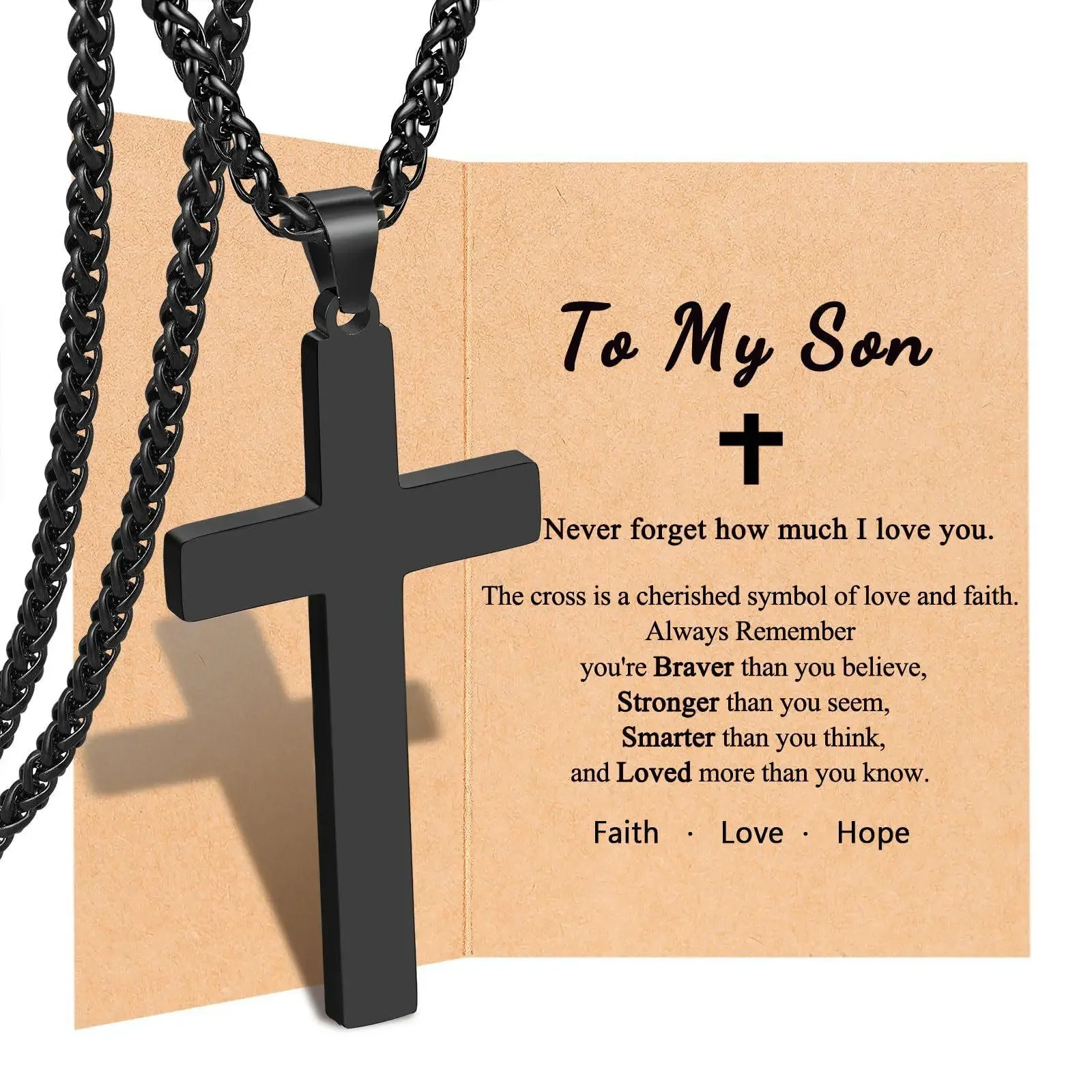 Men's Stainless Steel Christian Cross Pendant - Fashion Costume Accessory, Faith Necklace, Biblical Themed Christian Charm Cross Charm, Ideal Teenage Boy Gifts for Easter Confirmation, Birthday, Biblical Themed Necklaces