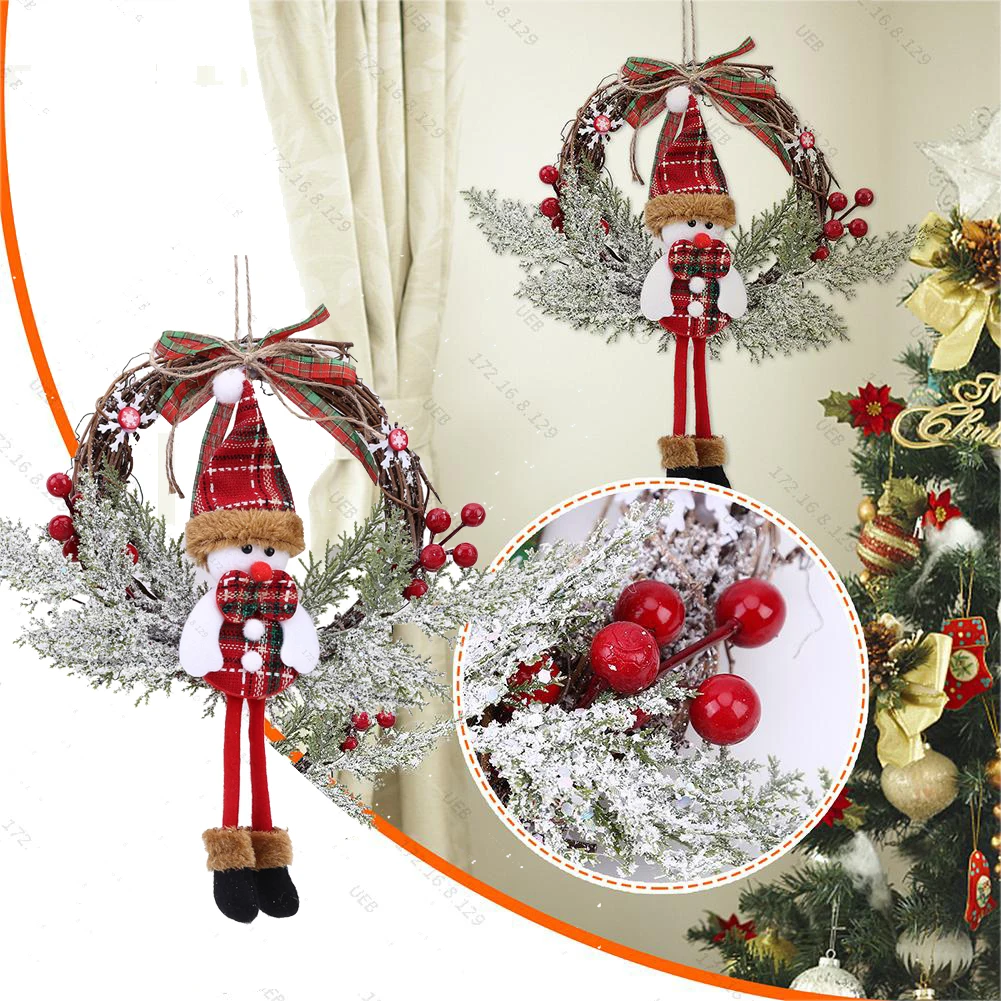 Christmas Wooden Hanging Garland Multifunctional Snowman Hanging Garland Artificial Festival Theme for Farmhouse Front Door Wall