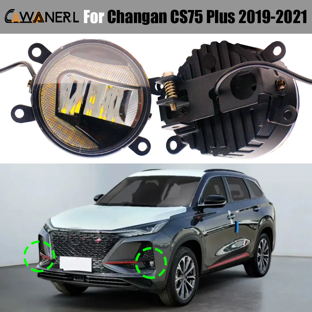 2 Pieces Car Aluminum LED Fog Light with DRL Daytime Running Lamp White 30W For Changan CS75 Plus 2019 2020 2021