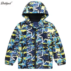 Dubbped Boys Five-pointed Star Jackets with Removable Hood Lightweight Kids Waterproof Windbreakers Rain coats