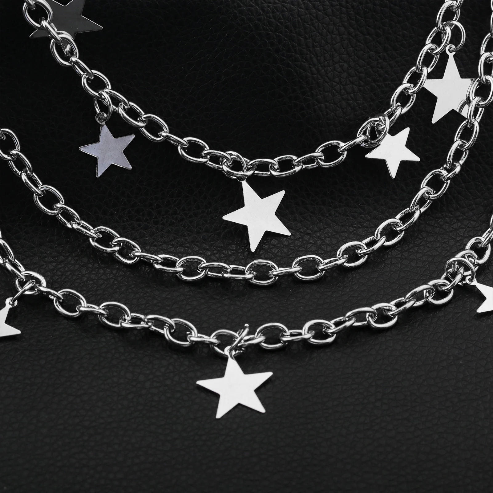 3‑Layer Star Pendant Pants Chain Silver Y2K Jean Wallet Chain Metal Waist Chain Lobster Clasp Streetwear Accessory For Men Women view 4