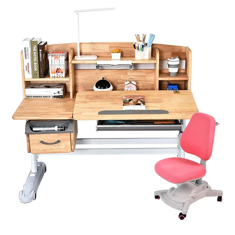 hot sell adjustable children's  study table and chair for student modern solid wood  desk  for kids child