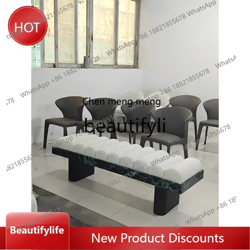 cn8350 ss Italian Style Light Luxury Bedroom Bed End Stool Marble Cloakroom Long Stool Modern Minimalist Shoe Changing Tea Stool