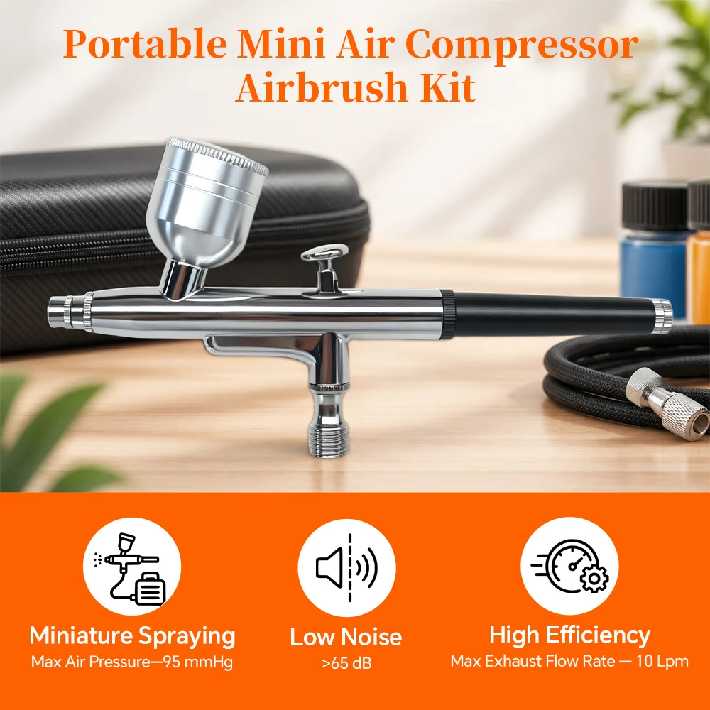Multi-Purpose Dual-Action Gravity Airbrush with Mini Compressor Spray Pen Set for Spray Auto Graphics Art Crafts Tattoos Cake