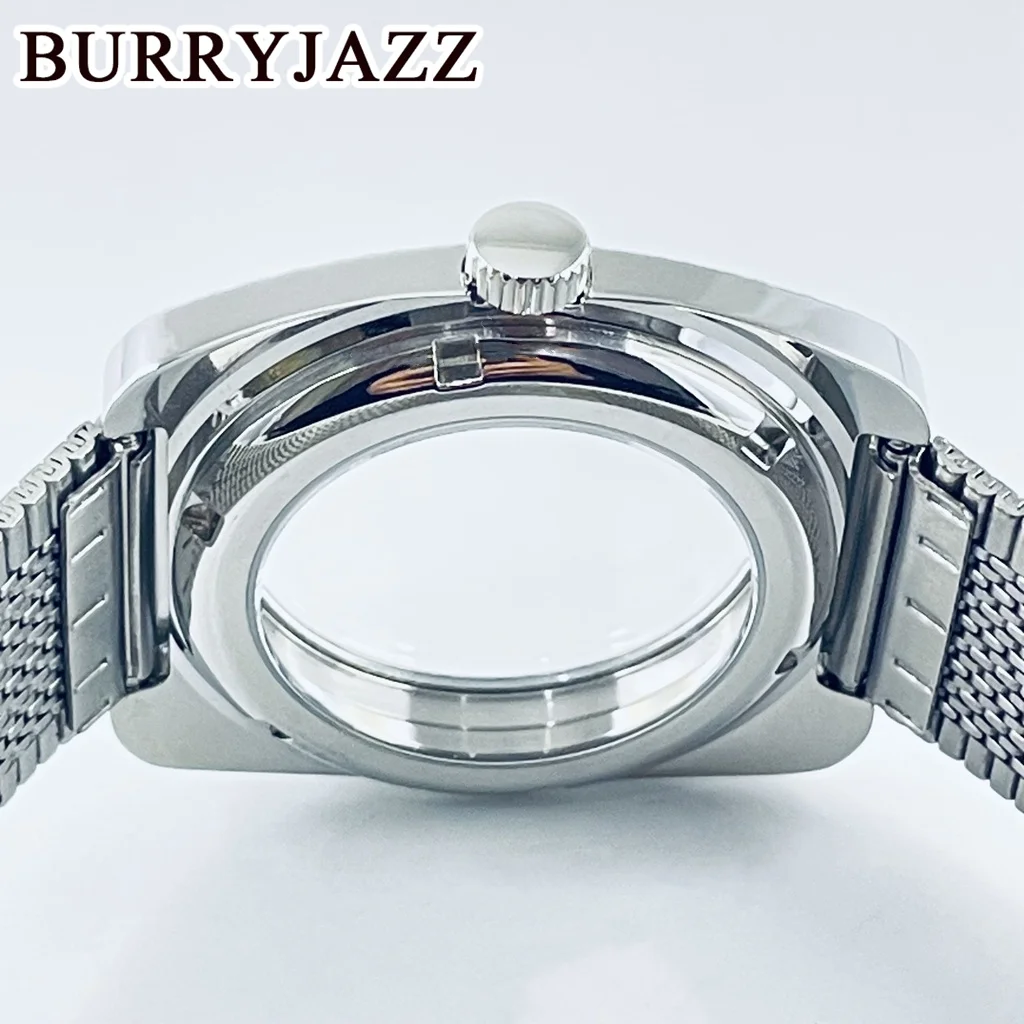 BURRYJAZZ 36.5mm NH34 NH35 NH36 NH38 Watch Case Waterproof Silver Stainless  Case Dome Acrylic Glass