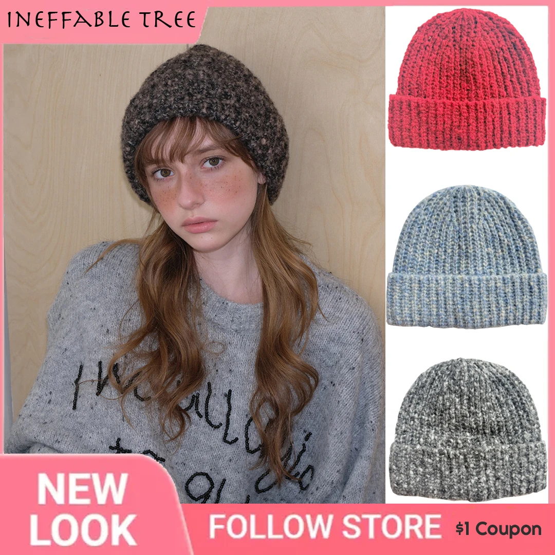 

6% Wool Big Head Knitted Cap Winter Warm Thickened Beanies Hats for Men Women Outdoor Brimless Sports Caps Sombreros De Mujer