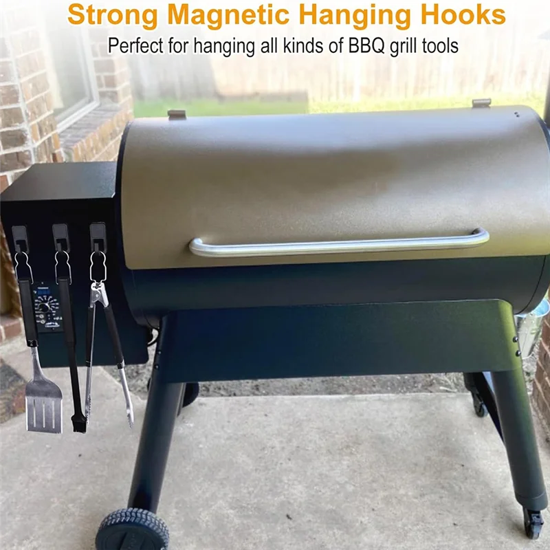 DHDL Magnetic Grill Hooks,Magnet Hooks For Grills,Rust Proof & Heavy Duty Outdoor Magnetic Hooks,Grills Magnetic Hooks 3 Pack