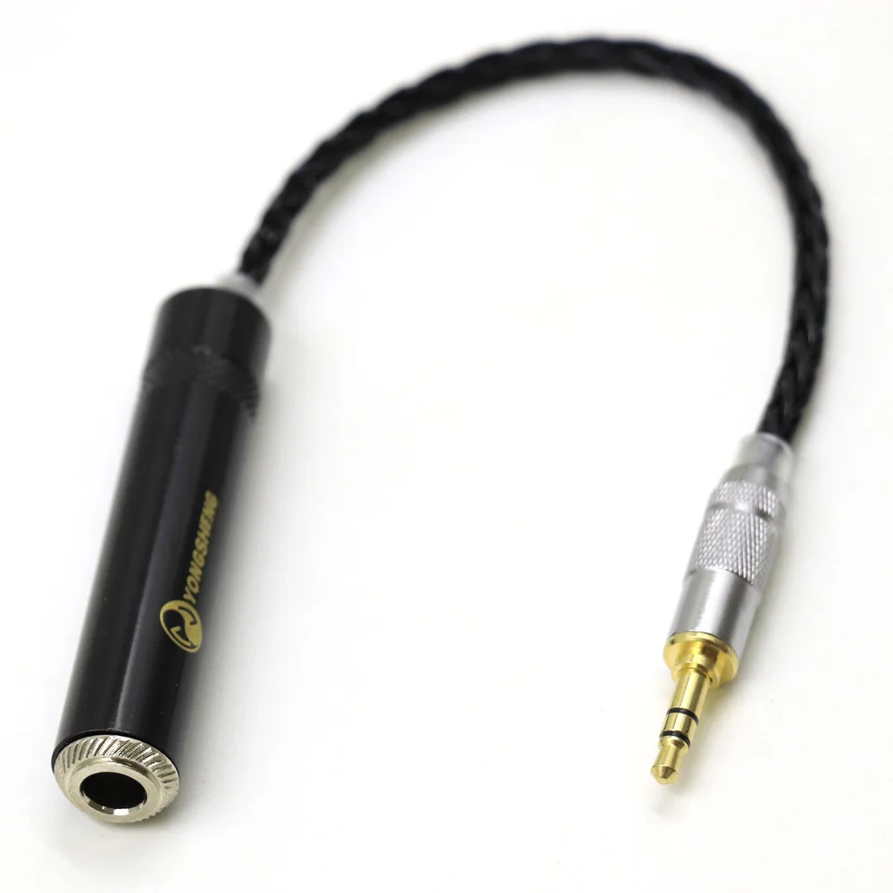 Nuevo Chapado en plata 3,5mm 3 polos estéreo macho a 6,35mm TRS 3 polos hembra Cable adaptador de Audio 3,5 a 6,5 Cable conector