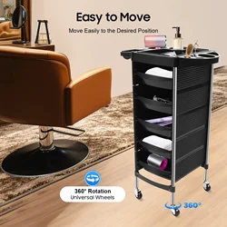 5-stufiger Salonwagen mit großer Kapazität für die Friseursalonstation, platzsparender rollender Schönheitswagen für zusätzliche Aufbewahrung, Friseurwerkzeug