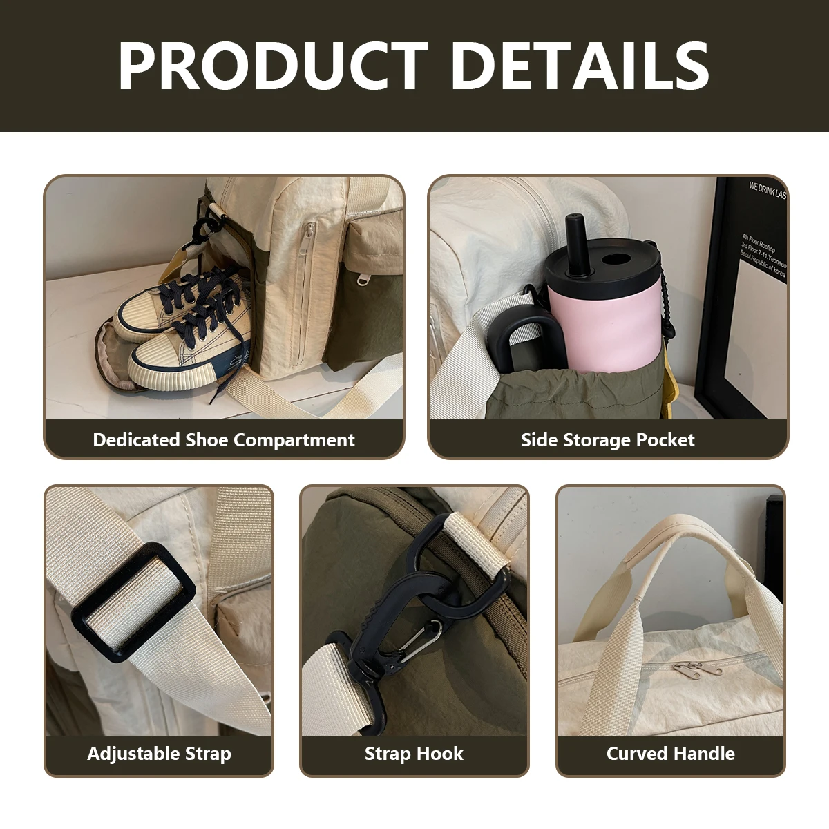 Travel Bag with Large Capacity for Business Trips, Short-Distance Travel, Portable Men's Luggage Bag, Women's Multifunctional Fitness Bag with Shoe Compartment, Fashionable