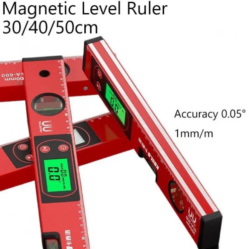

30/40/50cm Electronic Digital Display Level Ruler Magnetic Angle Meter Aluminum Alloy Level Protractor Inclinometer 90 Degree