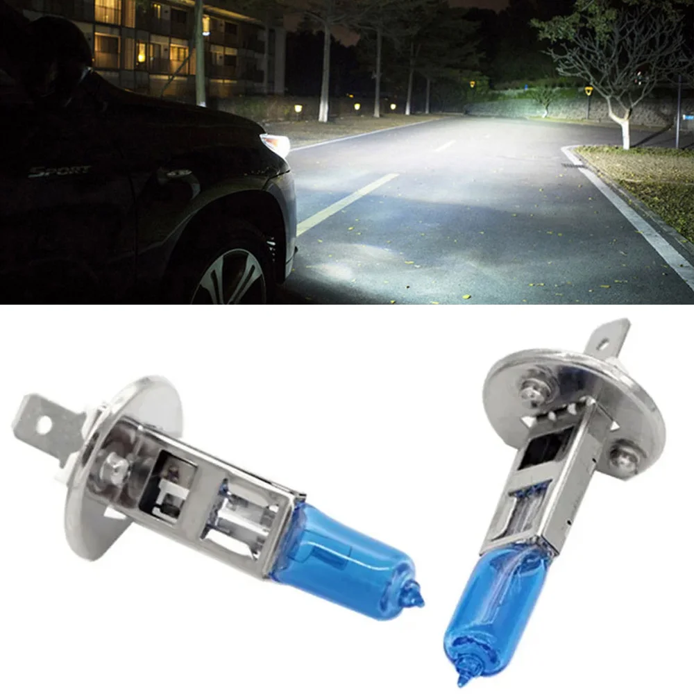 2pcs H1 100W Super Bright White 12V Fog Lights Halogen Bulb High Power Car Headlight Auto Lamp Lighting Car Light Source Parking